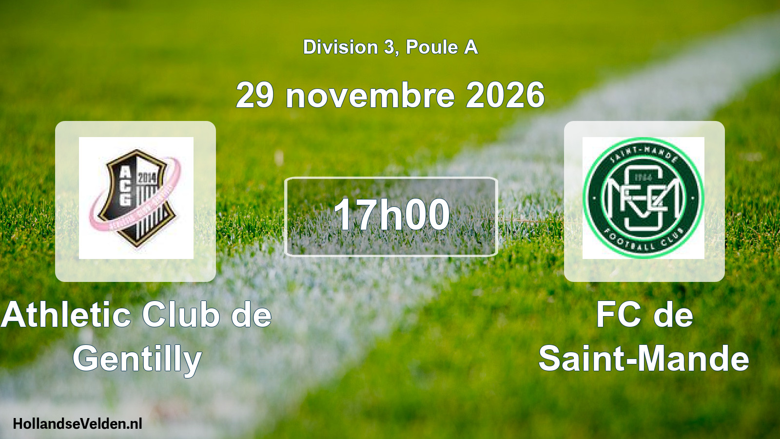 Scheduled Match: Athletic Club de Gentilly - FC de Saint-Mande (29 November 2026)