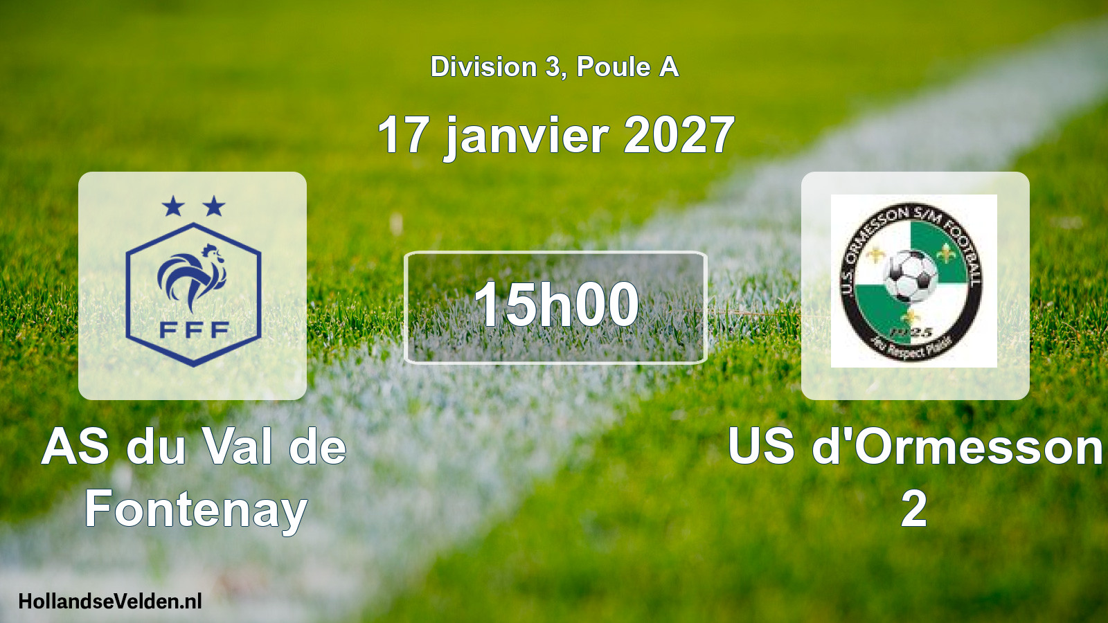 Scheduled Match: AS du Val de Fontenay - US d'Ormesson 2 (17 January 2027)