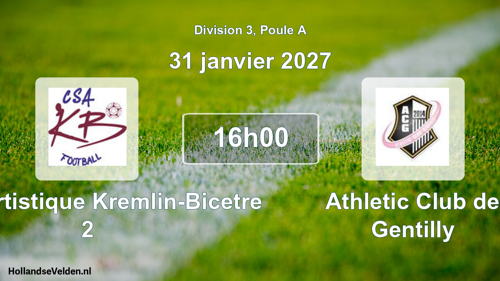 Scheduled Match: CS et Artistique Kremlin-Bicetre 2 - Athletic Club de Gentilly (31 January 2027)