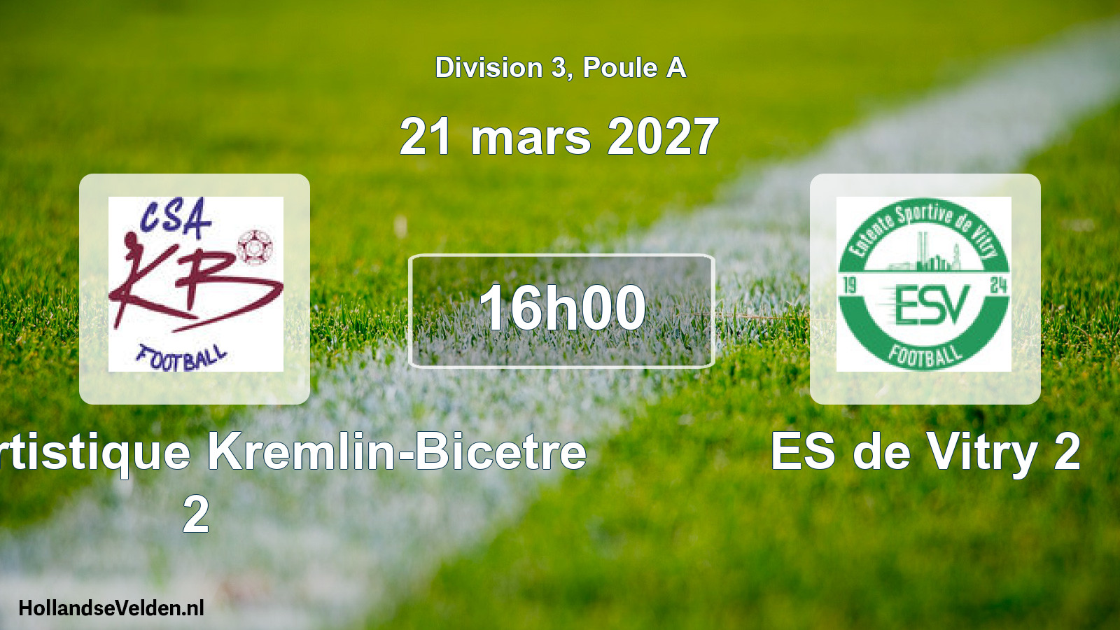 Scheduled Match: CS et Artistique Kremlin-Bicetre 2 - ES de Vitry 2 (21 March 2027)