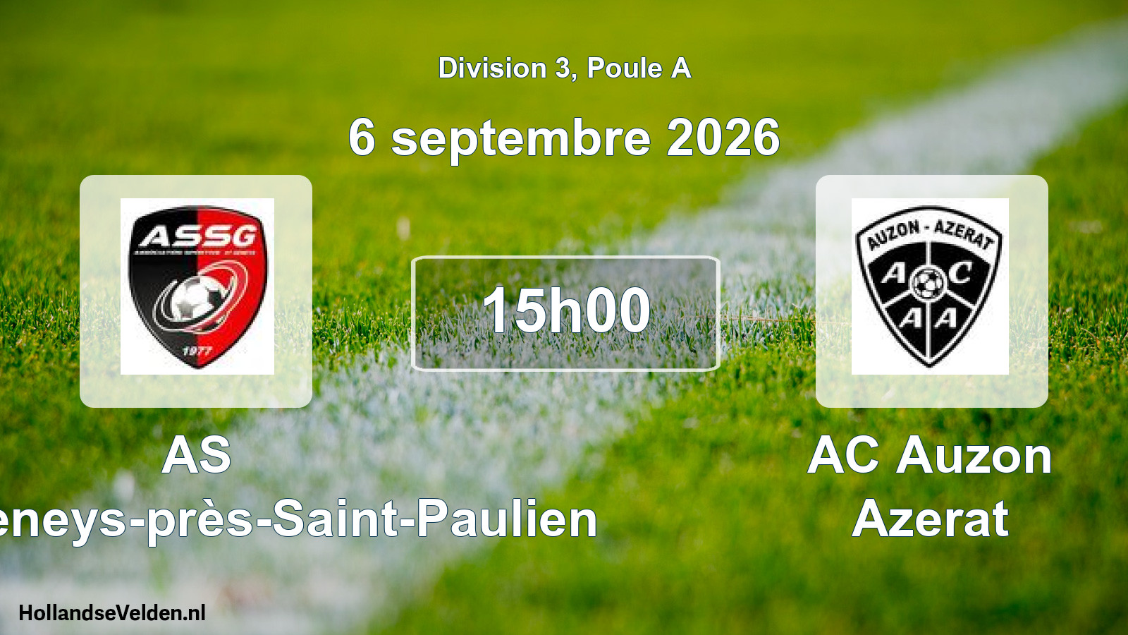 Match programmé: AS Saint-Geneys-près-Saint-Paulien - AC Auzon Azerat (6 septembre 2026)