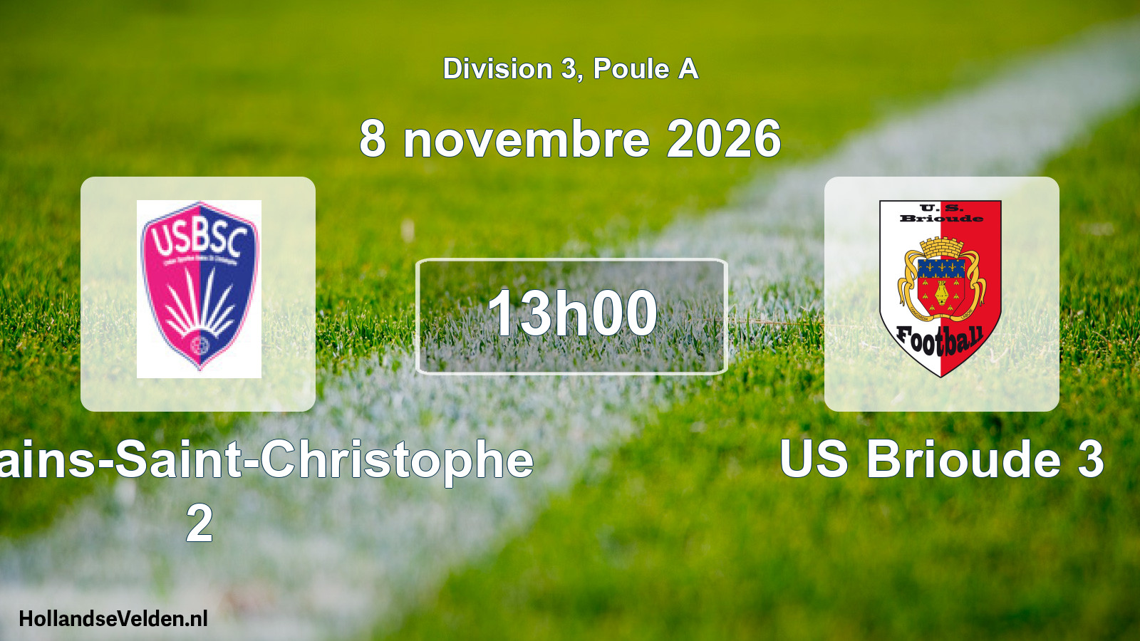 Scheduled Match: US Bains-Saint-Christophe 2 - US Brioude 3 (8 November 2026)