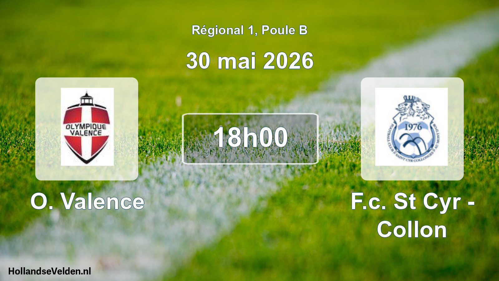 Geplande wedstrijd: O. Valence - F.c. St Cyr - Collon (30 mai 2026)
