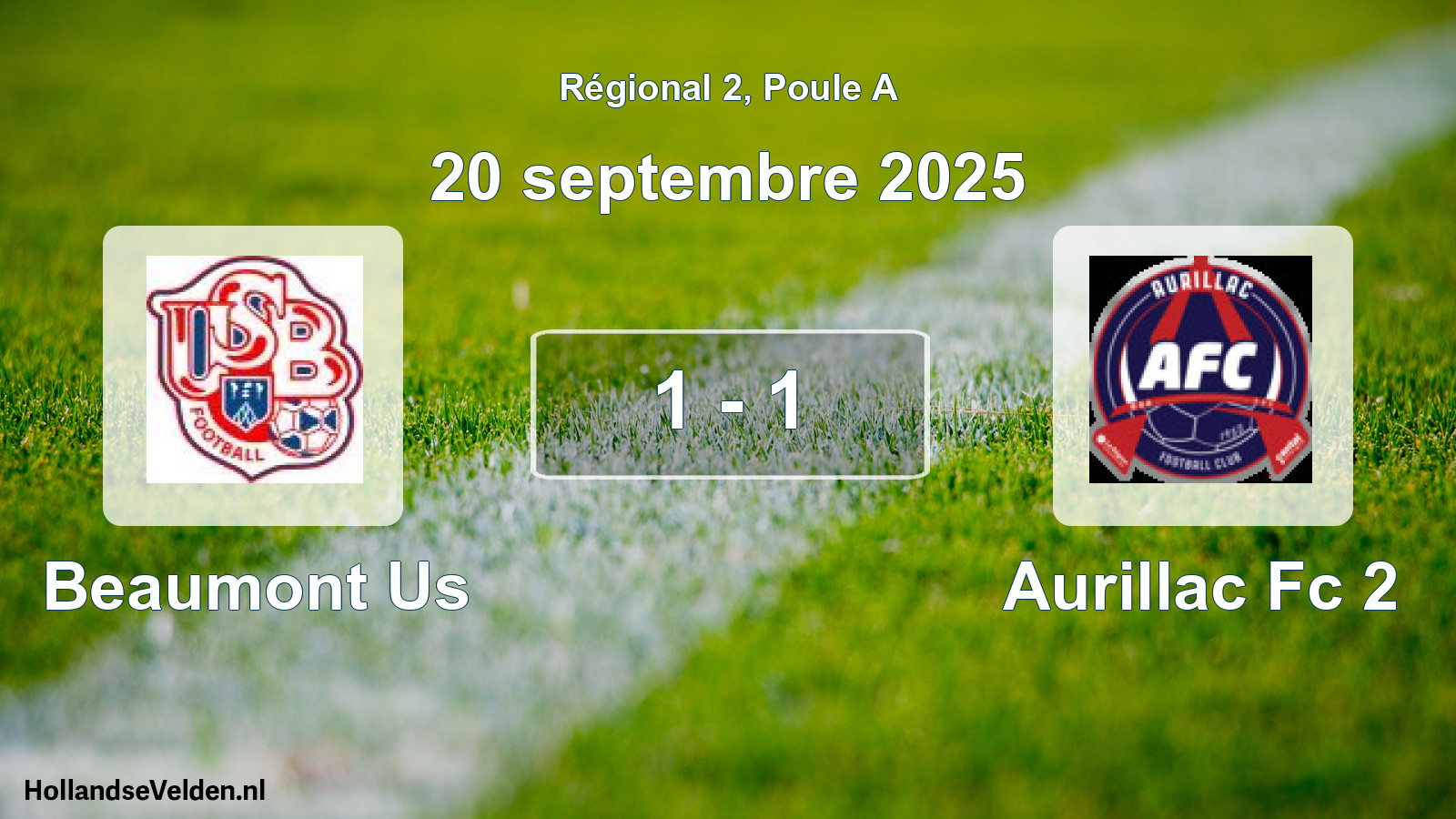 Total number of matches played: Beaumont Us - Aurillac Fc 2 1 - 1 (20 September 2025)
