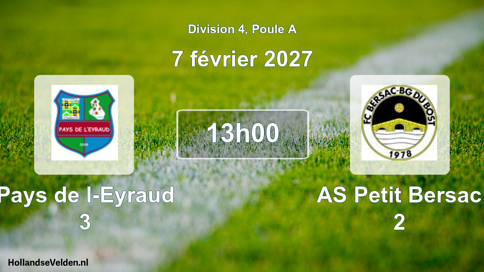 Scheduled Match: Pays de l-Eyraud 3 - AS Petit Bersac 2 (7 February 2027)