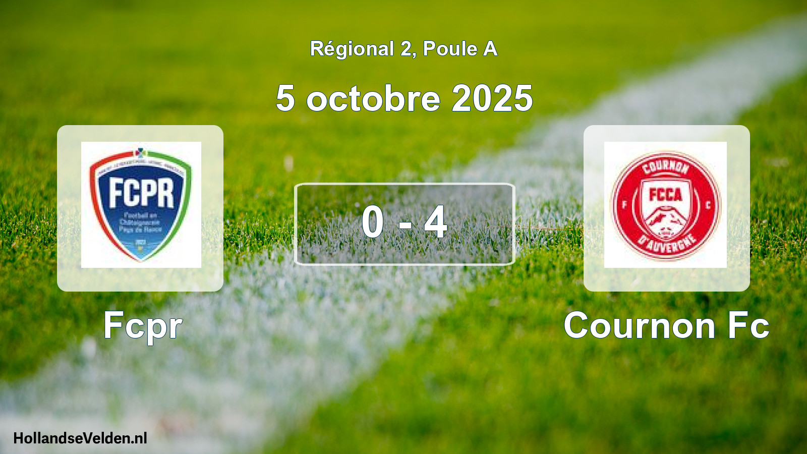 Gespeelde wedstrijd: Fcpr - Cournon Fc 0 - 4 (5 octobre 2025)