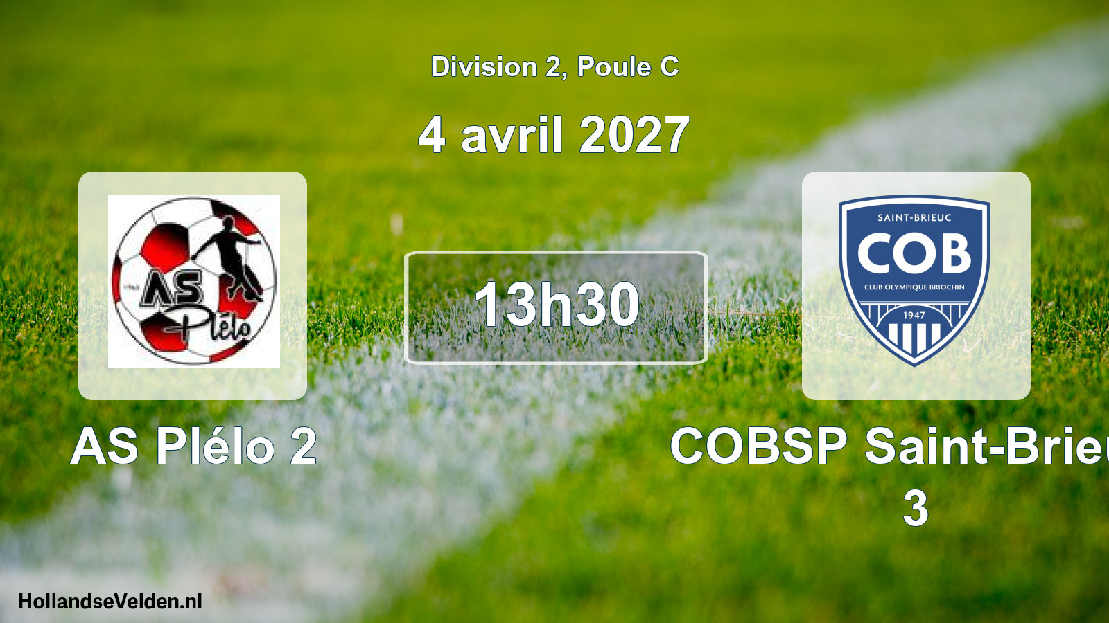 Geplande wedstrijd: AS Plélo 2 - COBSP Saint-Brieuc 3 (4 april 2027)