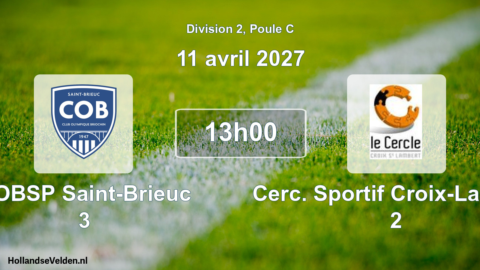Match programmé: COBSP Saint-Brieuc 3 - Cerc. Sportif Croix-Lambert 2 (11 avril 2027)