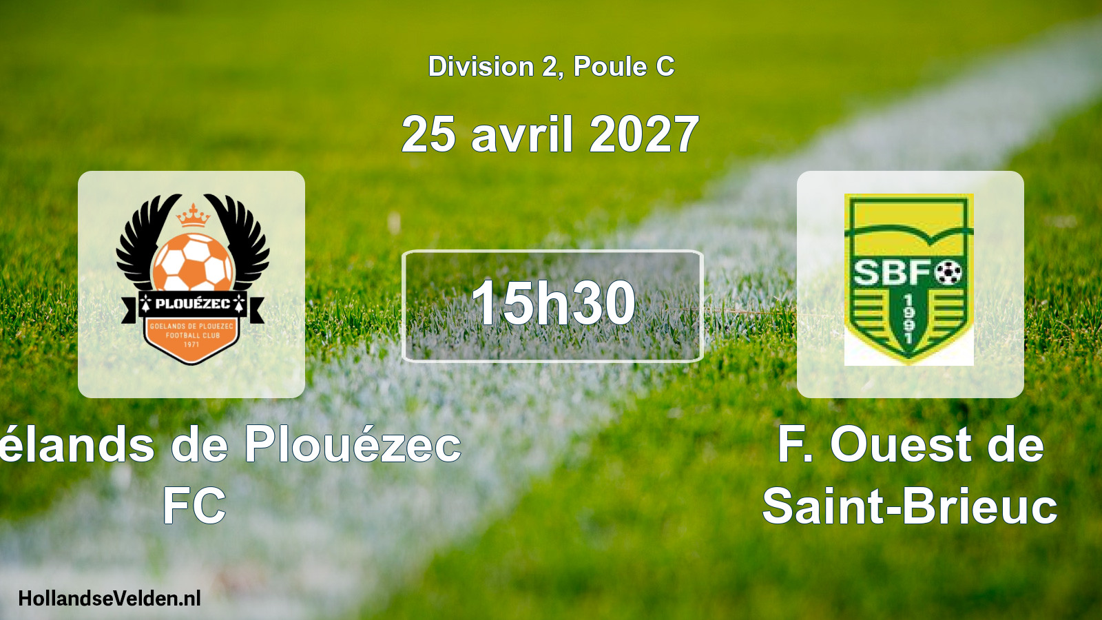 Match programmé: Goélands de Plouézec FC - F. Ouest de Saint-Brieuc (25 avril 2027)