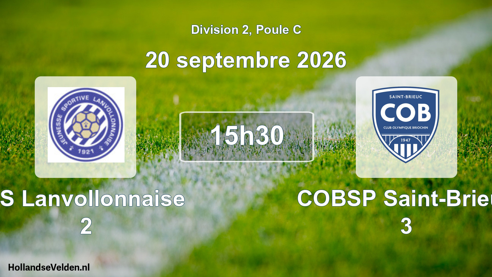 Match programmé: JS Lanvollonnaise 2 - COBSP Saint-Brieuc 3 (20 septembre 2026)