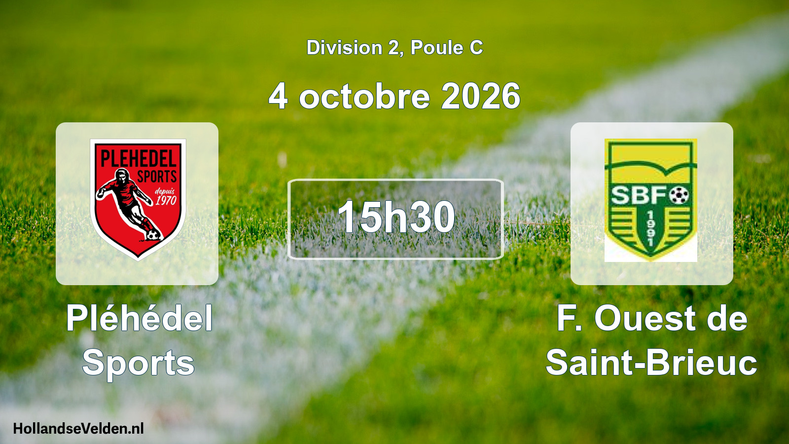 Match programmé: Pléhédel Sports - F. Ouest de Saint-Brieuc (4 octobre 2026)