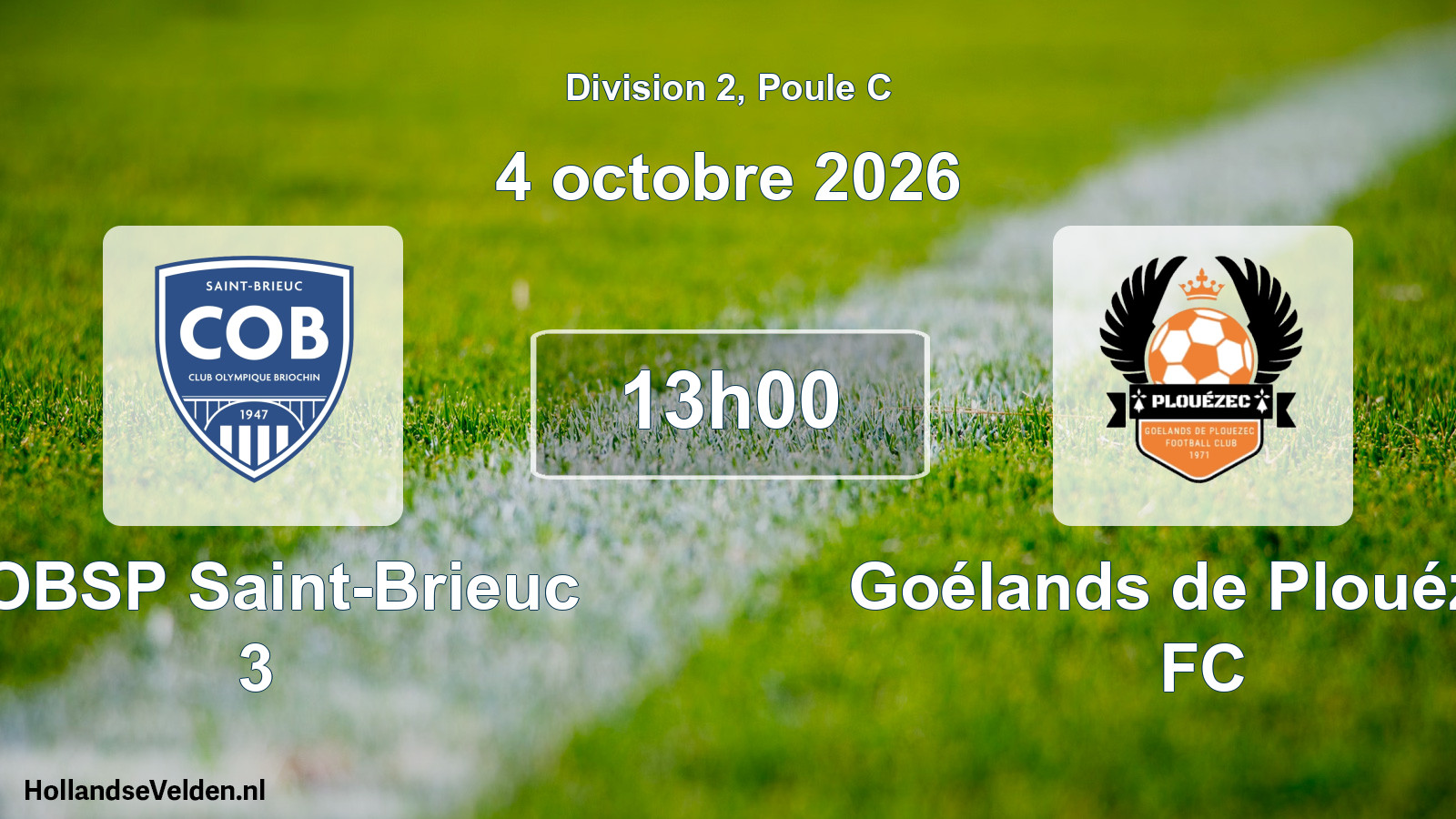 Geplande wedstrijd: COBSP Saint-Brieuc 3 - Goélands de Plouézec FC (4 oktober 2026)