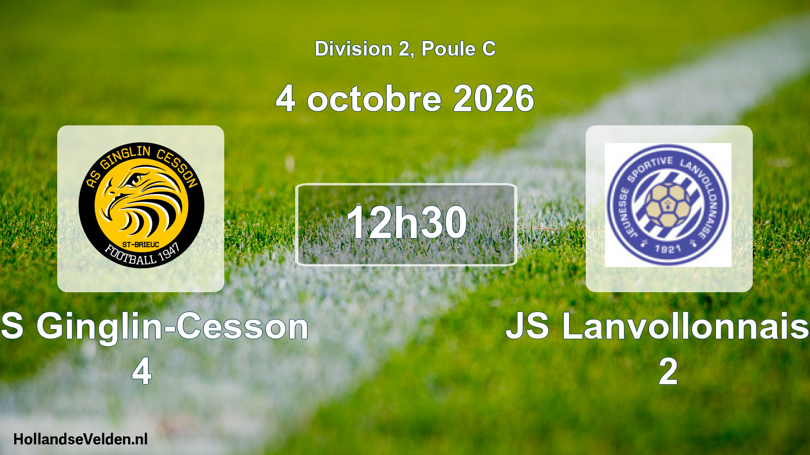 Match programmé: AS Ginglin-Cesson 4 - JS Lanvollonnaise 2 (4 octobre 2026)