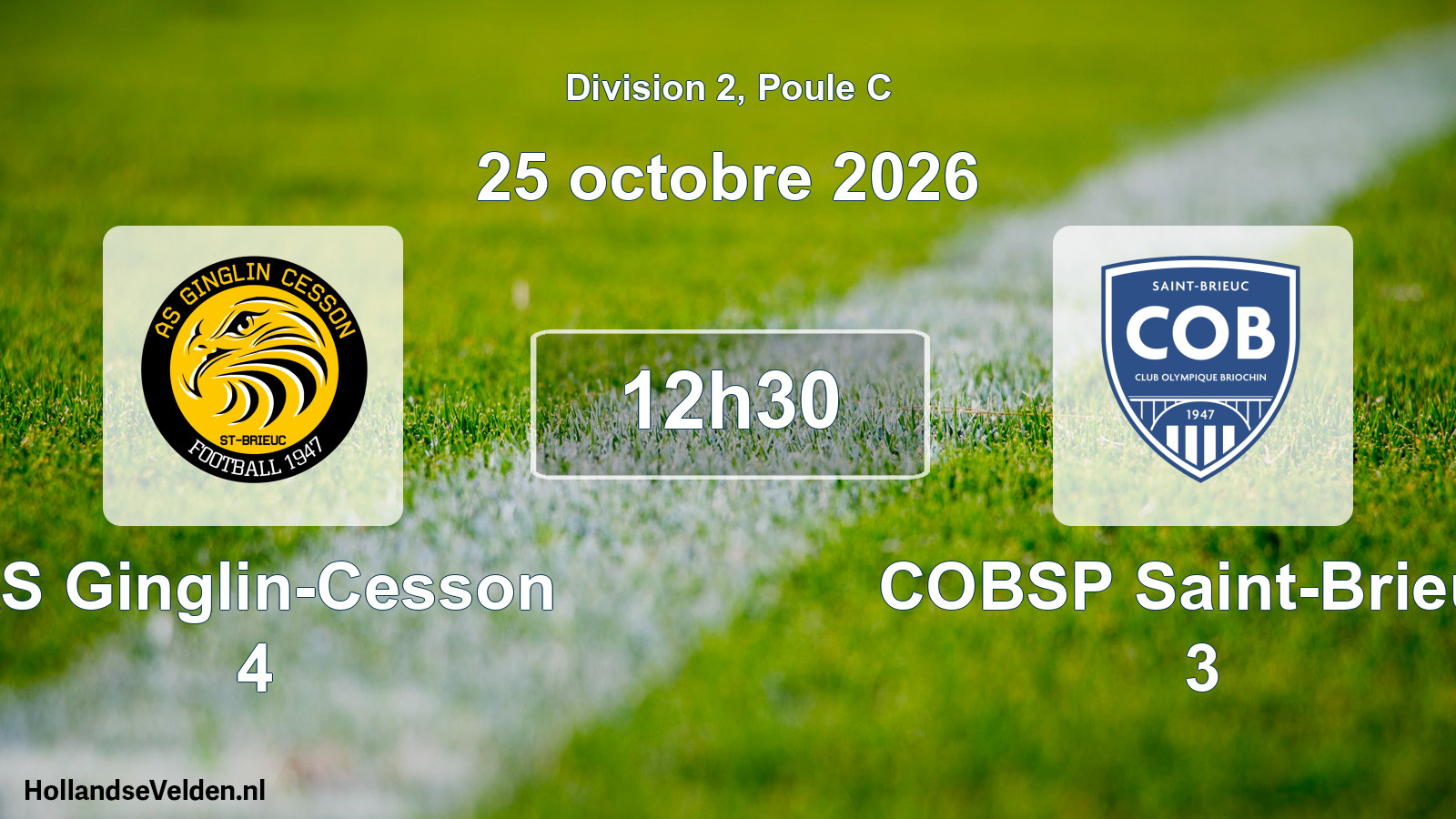 Scheduled Match: AS Ginglin-Cesson 4 - COBSP Saint-Brieuc 3 (25 October 2026)