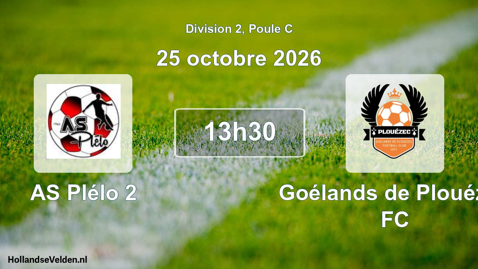 Match programmé: AS Plélo 2 - Goélands de Plouézec FC (25 octobre 2026)