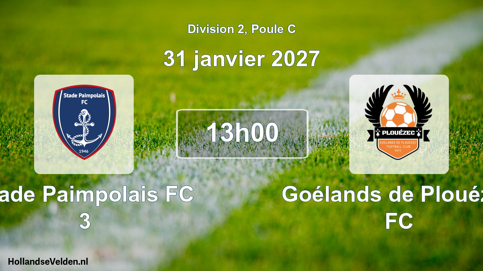 Match programmé: Stade Paimpolais FC 3 - Goélands de Plouézec FC (31 janvier 2027)