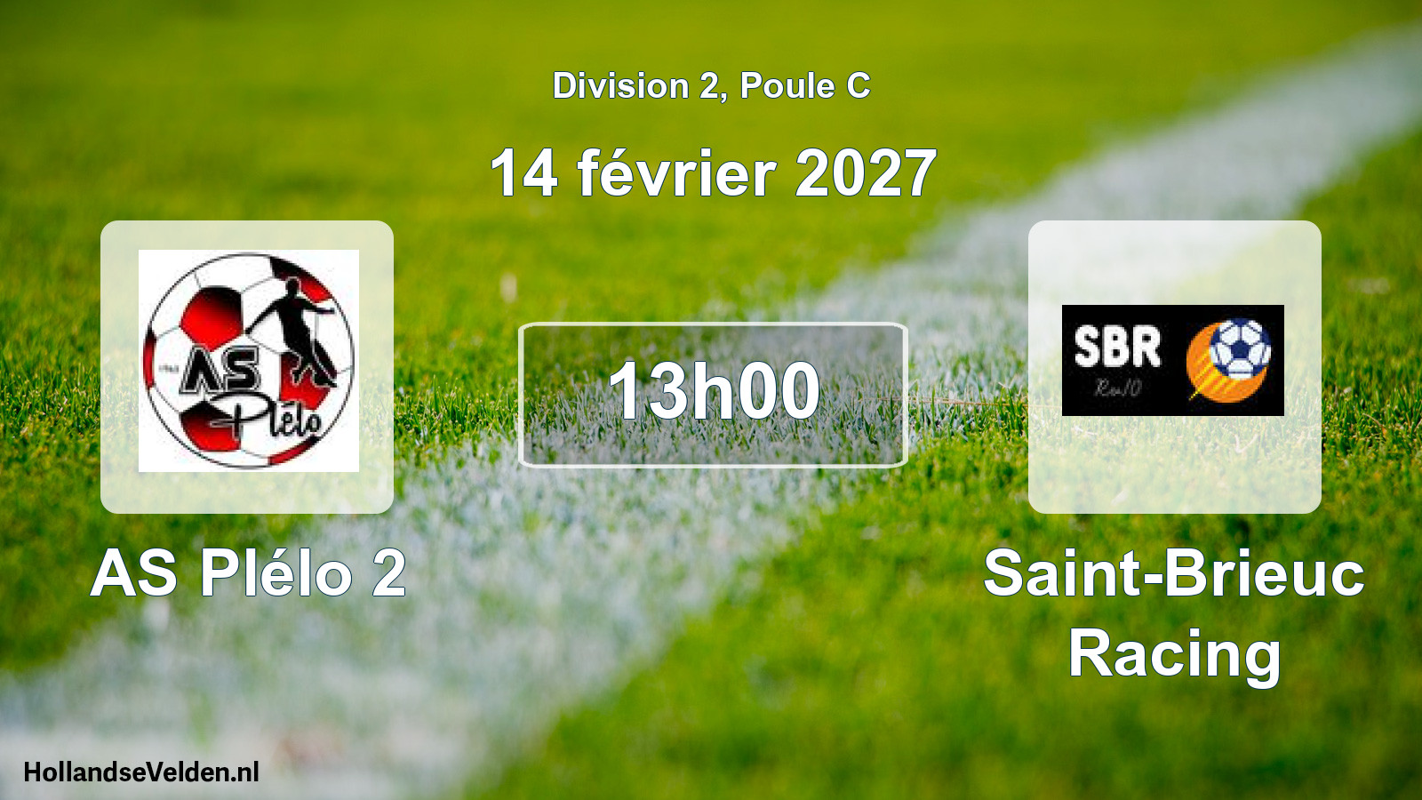 Match programmé: AS Plélo 2 - Saint-Brieuc Racing (14 février 2027)