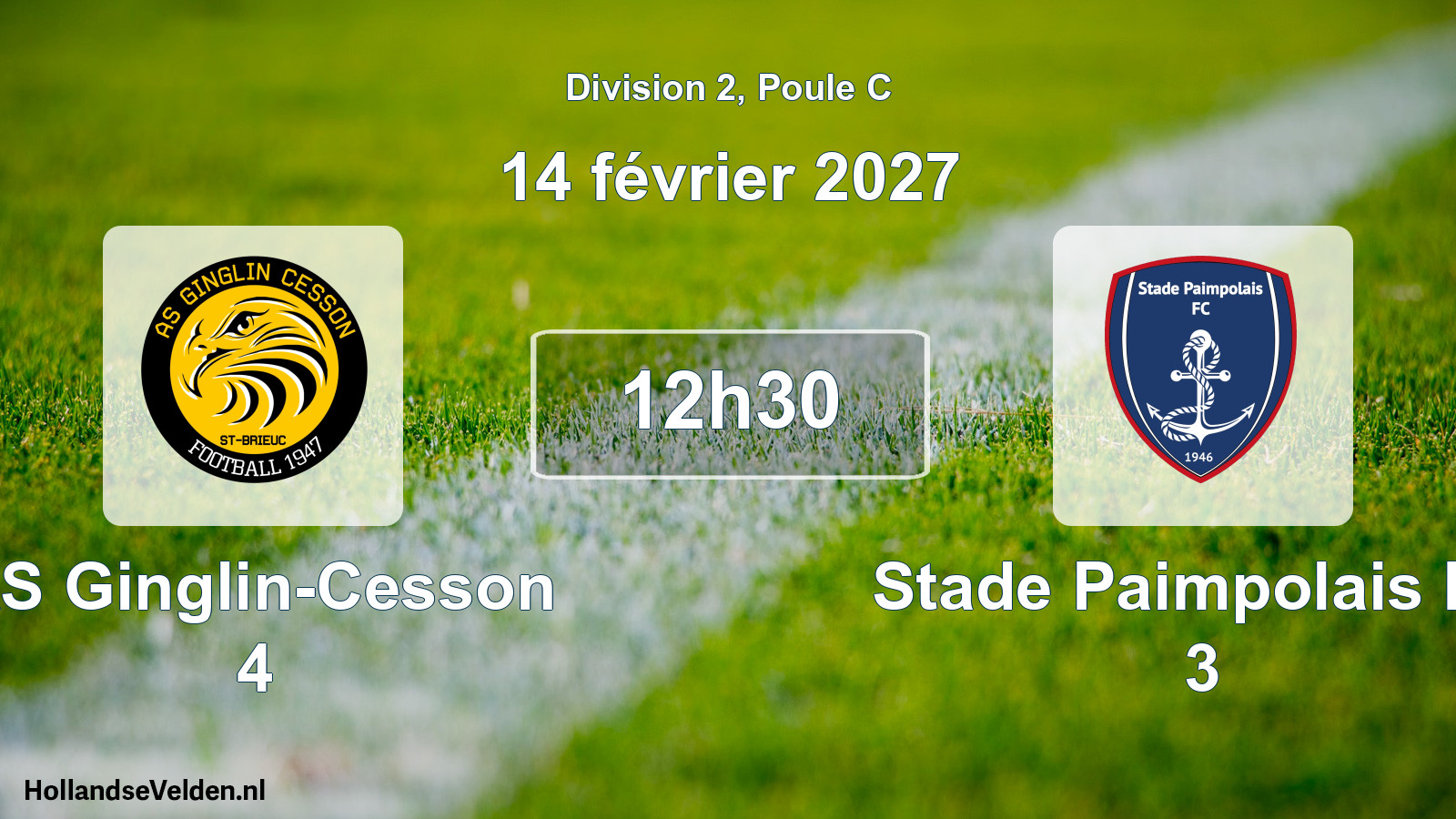 Geplande wedstrijd: AS Ginglin-Cesson 4 - Stade Paimpolais FC 3 (14 februari 2027)