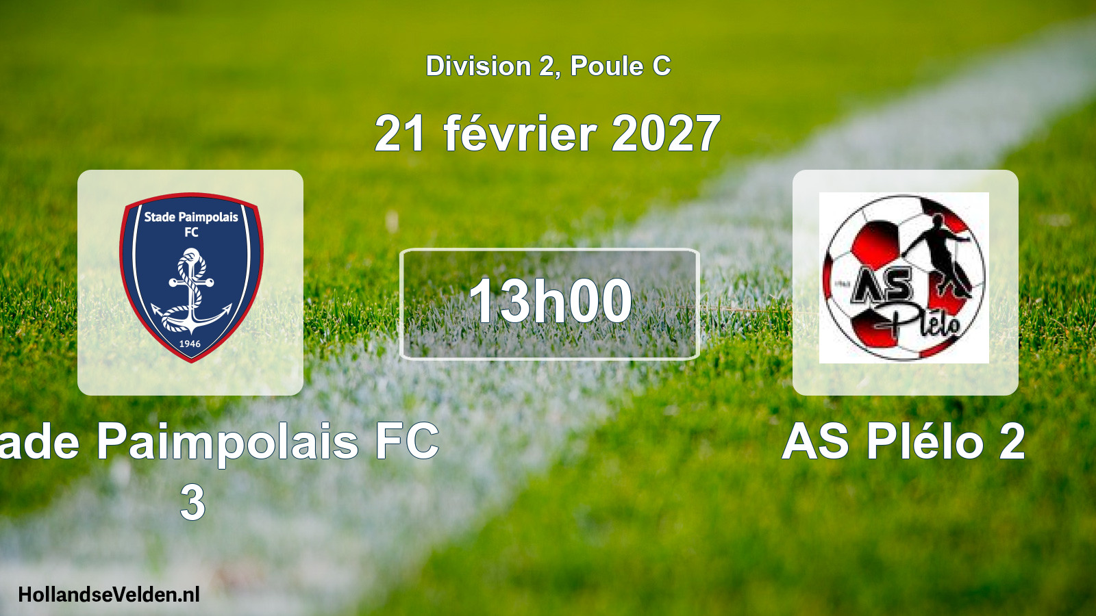 Match programmé: Stade Paimpolais FC 3 - AS Plélo 2 (21 février 2027)