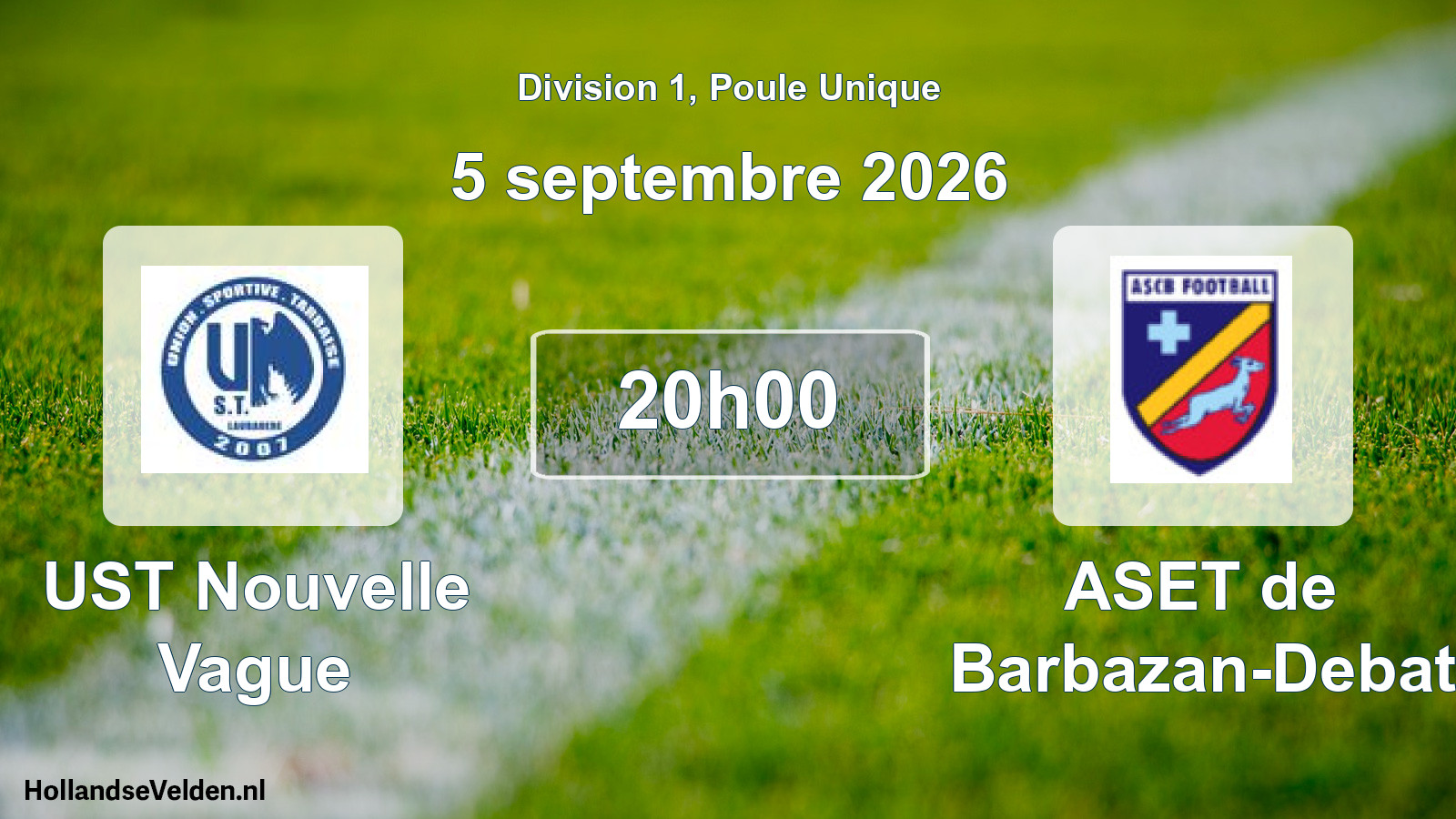 Match programmé: UST Nouvelle Vague - ASET de Barbazan-Debat (5 septembre 2026)