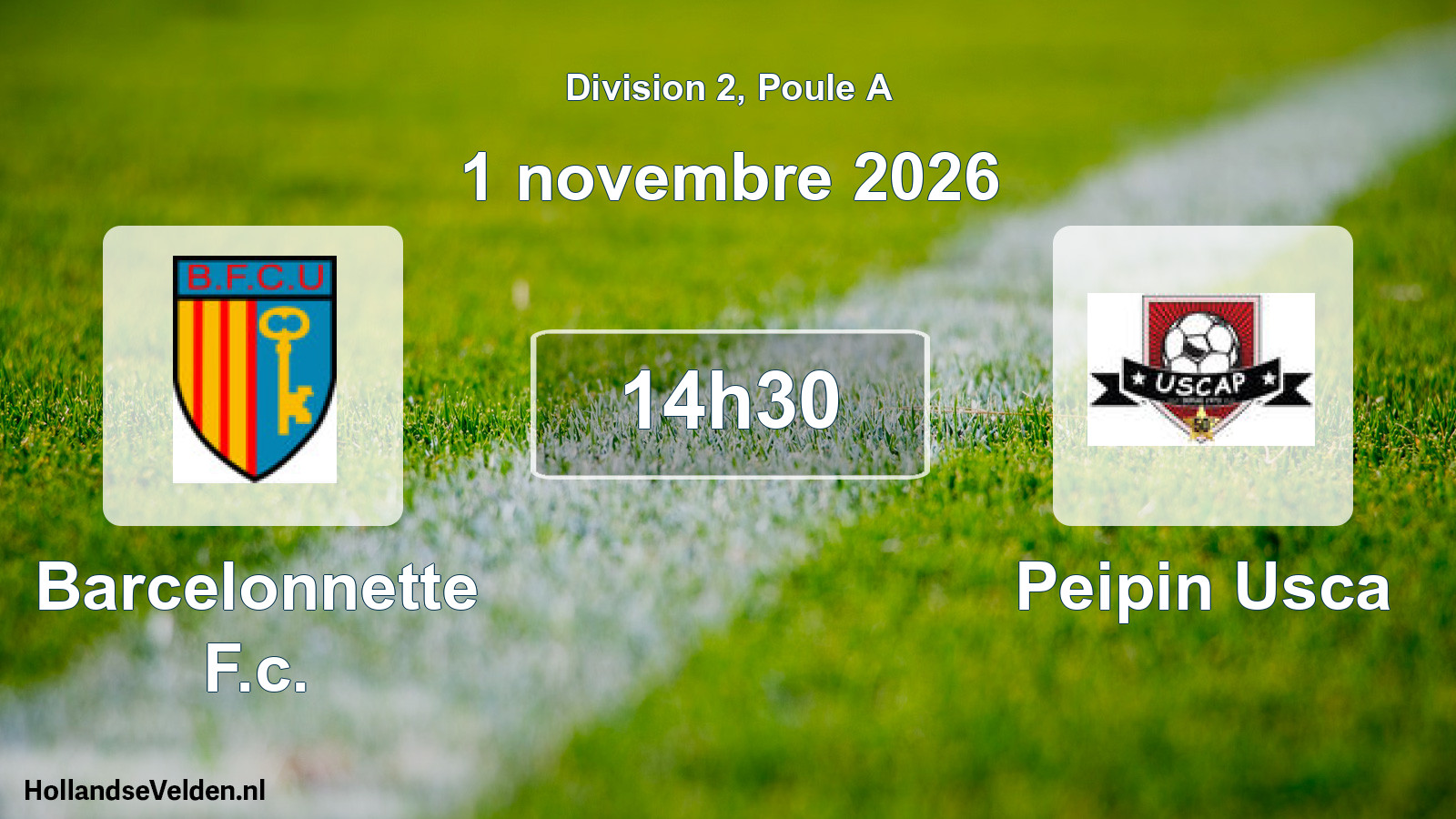Match programmé: Barcelonnette F.c. - Peipin Usca (1 novembre 2026)