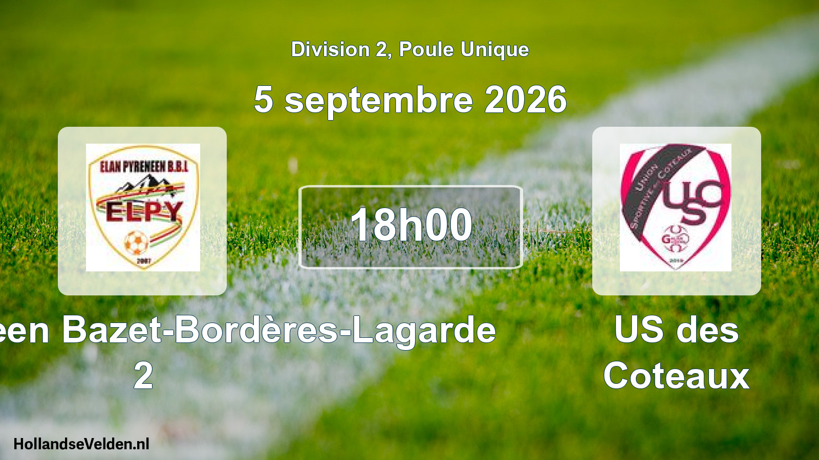 Match programmé: Elan Pyreneen Bazet-Bordères-Lagarde 2 - US des Coteaux (5 septembre 2026)
