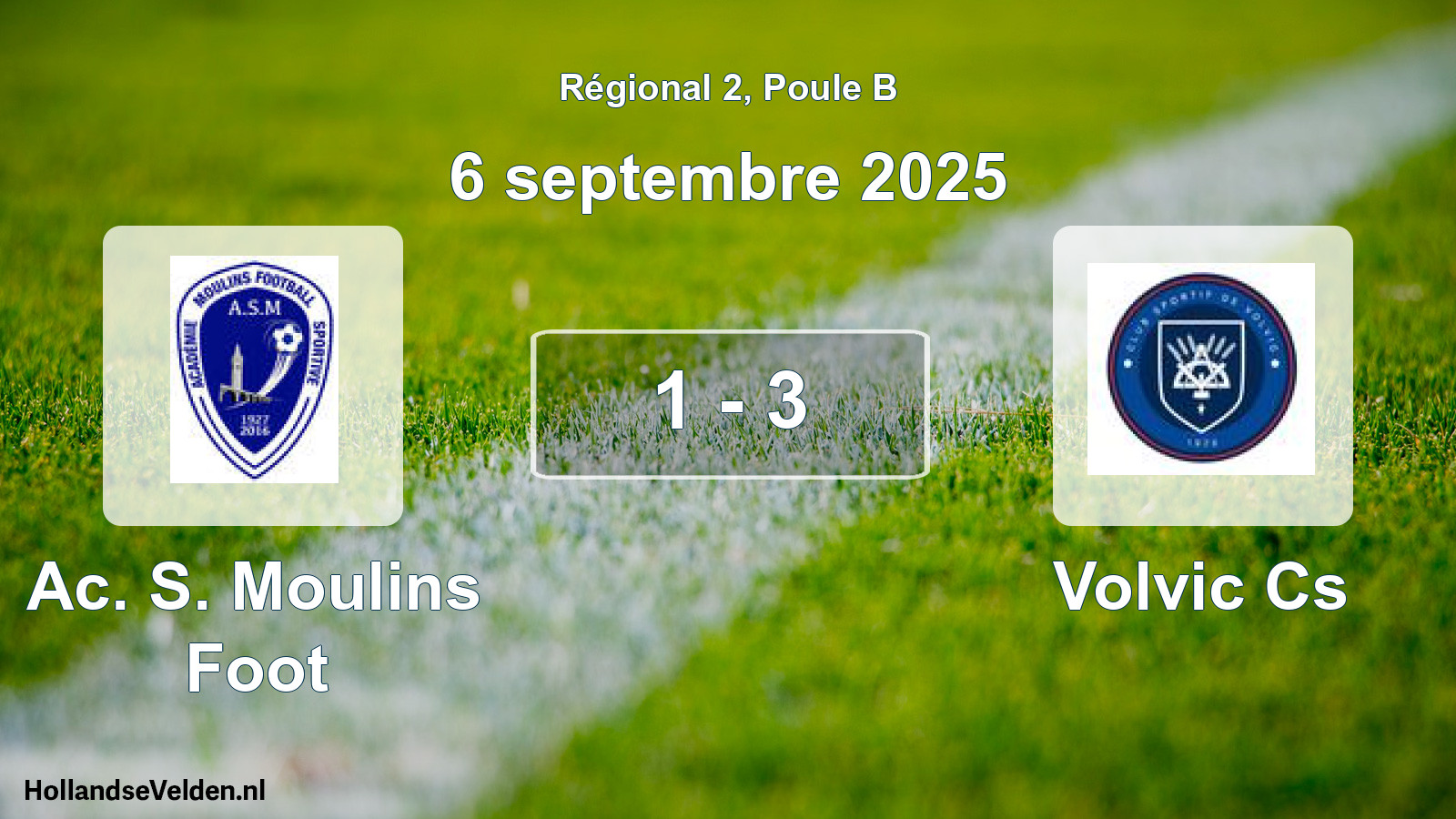Total number of matches played: Ac. S. Moulins Foot - Volvic Cs 1 - 3 (6 September 2025)