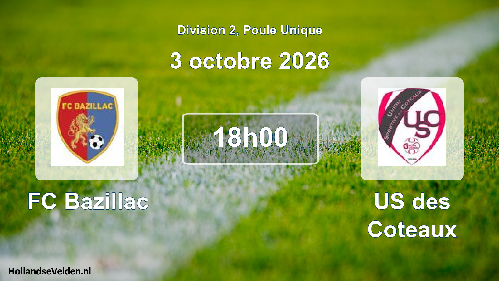 Match programmé: FC Bazillac - US des Coteaux (3 octobre 2026)