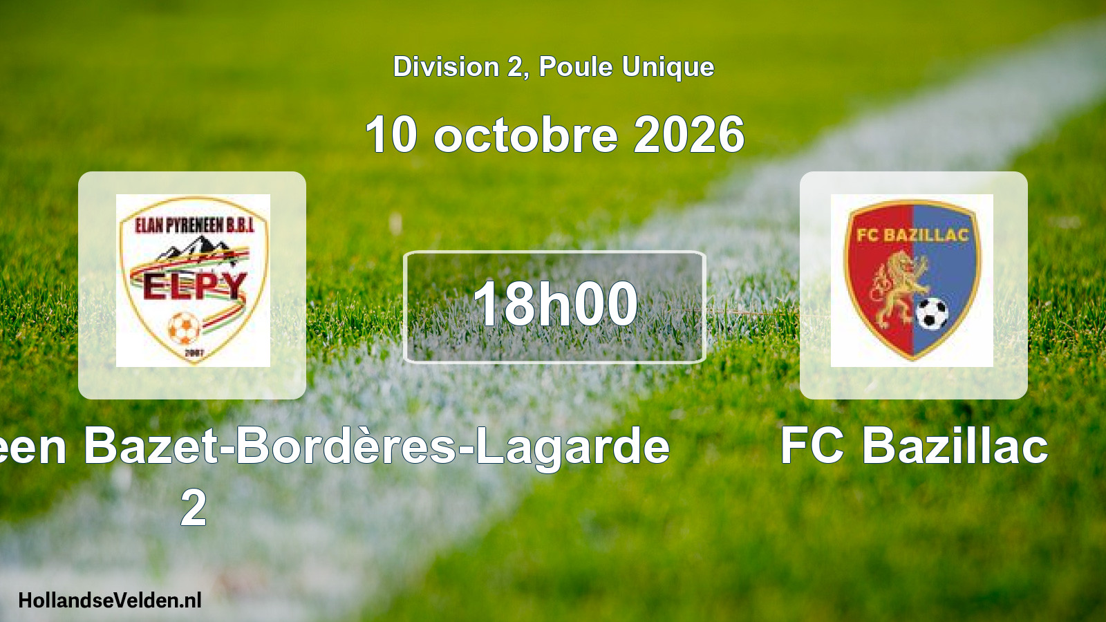 Scheduled Match: Elan Pyreneen Bazet-Bordères-Lagarde 2 - FC Bazillac (10 October 2026)