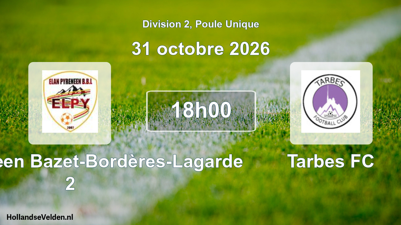 Scheduled Match: Elan Pyreneen Bazet-Bordères-Lagarde 2 - Tarbes FC (31 October 2026)
