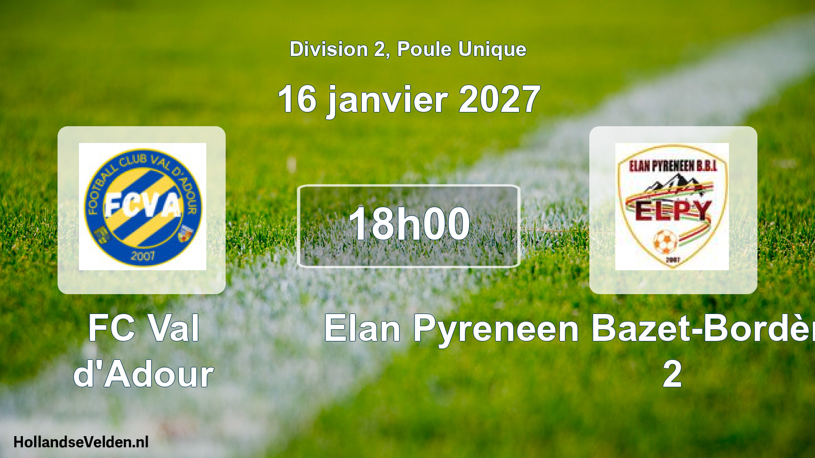 Scheduled Match: FC Val d'Adour - Elan Pyreneen Bazet-Bordères-Lagarde 2 (16 January 2027)