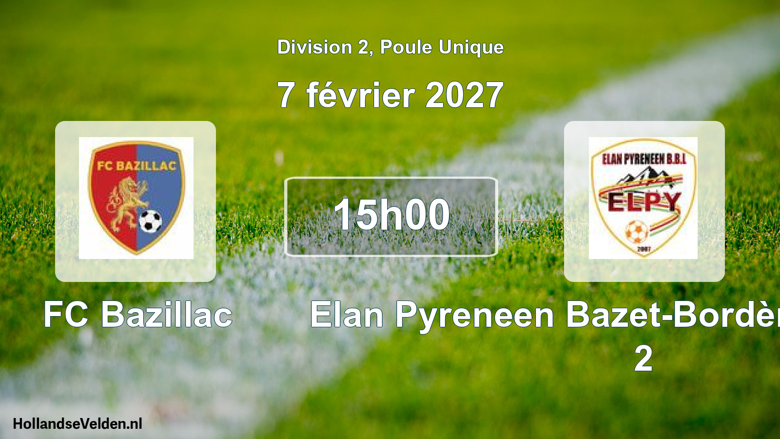 Scheduled Match: FC Bazillac - Elan Pyreneen Bazet-Bordères-Lagarde 2 (7 February 2027)