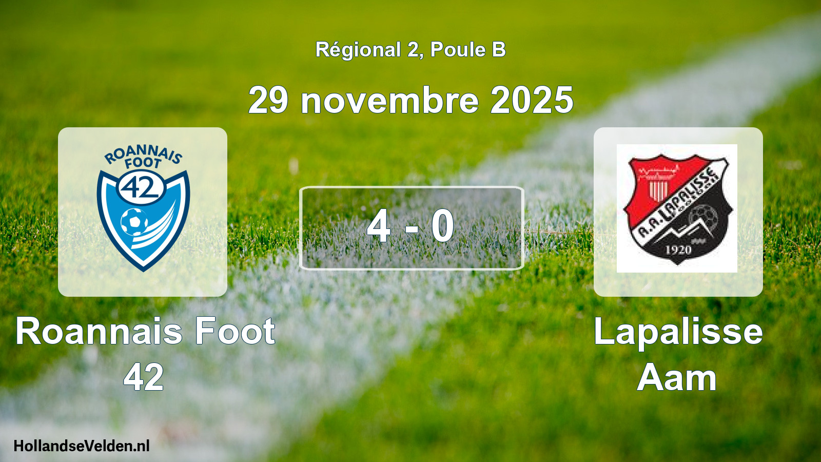 Gespeelde wedstrijd: Roannais Foot 42 - Lapalisse Aam 4 - 0 (29 november 2025)