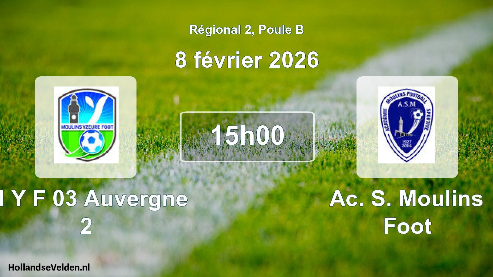 Geplande wedstrijd: M Y F 03 Auvergne 2 - Ac. S. Moulins Foot (8 février 2026)