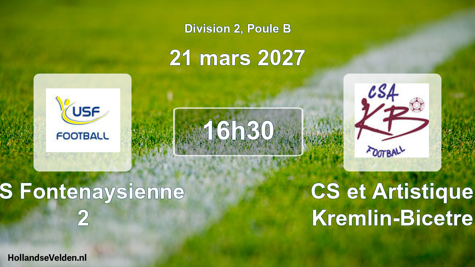 Scheduled Match: US Fontenaysienne 2 - CS et Artistique Kremlin-Bicetre (21 March 2027)