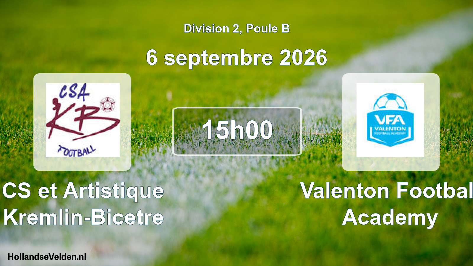 Scheduled Match: CS et Artistique Kremlin-Bicetre - Valenton Football Academy (6 September 2026)