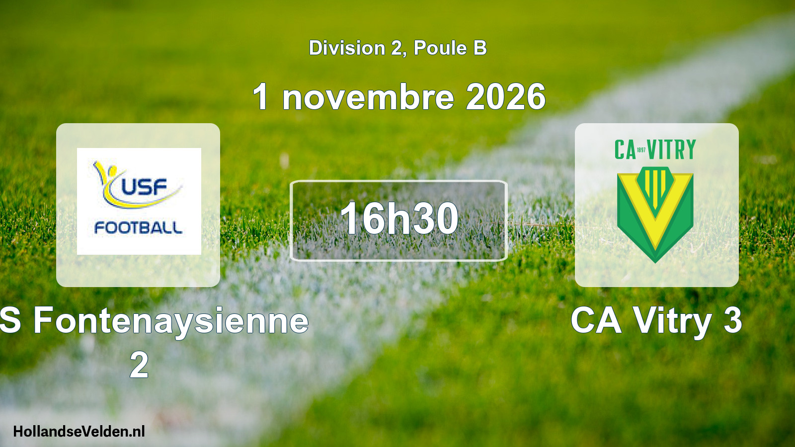 Match programmé: US Fontenaysienne 2 - CA Vitry 3 (1 novembre 2026)