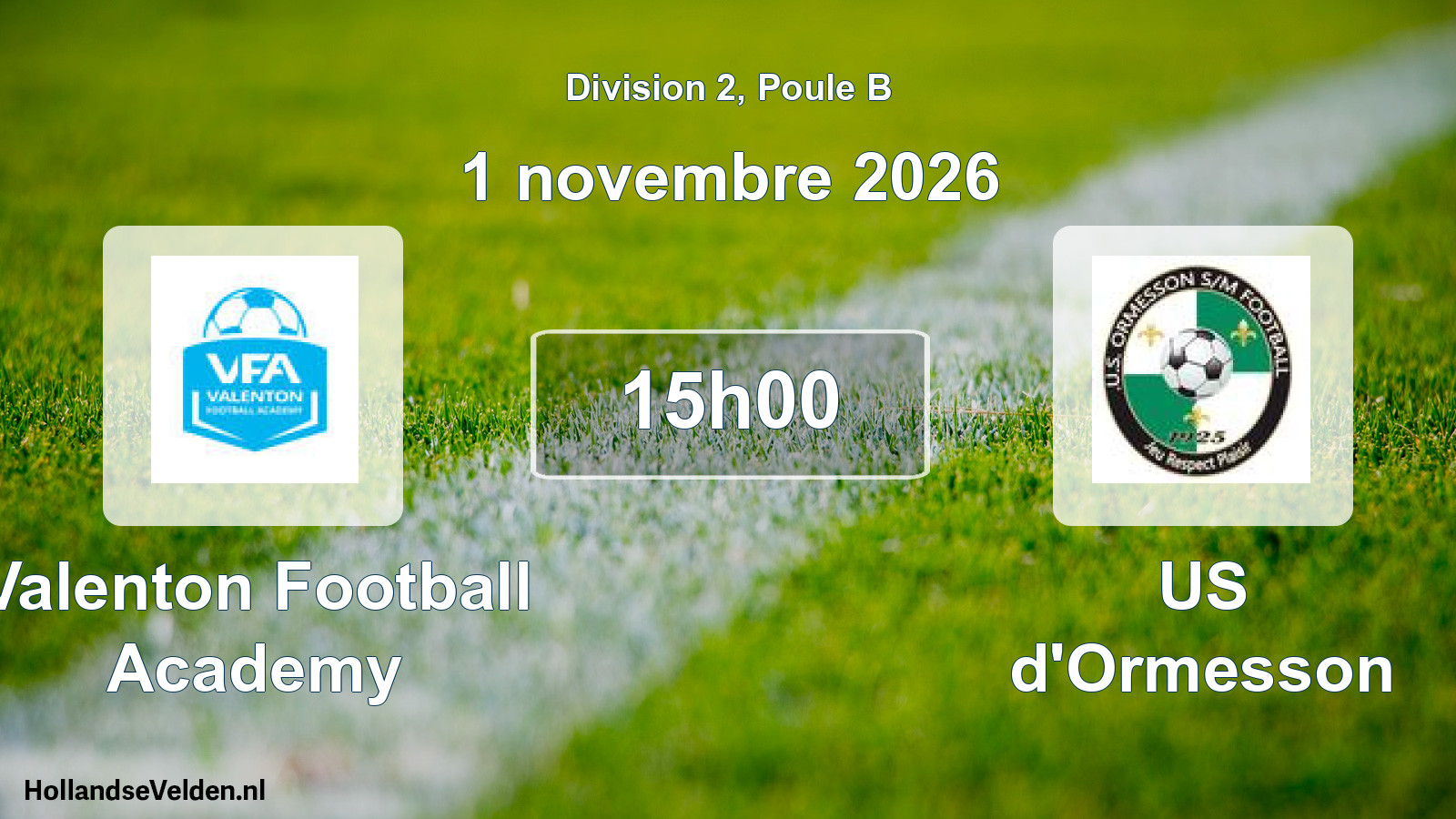 Match programmé: Valenton Football Academy - US d'Ormesson (1 novembre 2026)