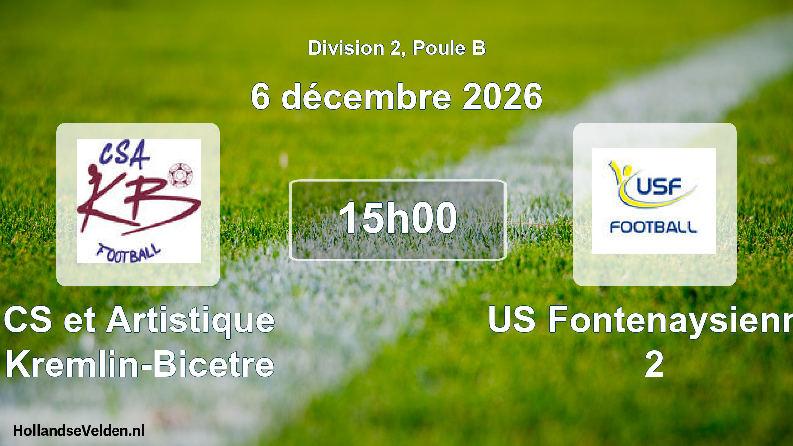 Scheduled Match: CS et Artistique Kremlin-Bicetre - US Fontenaysienne 2 (6 December 2026)