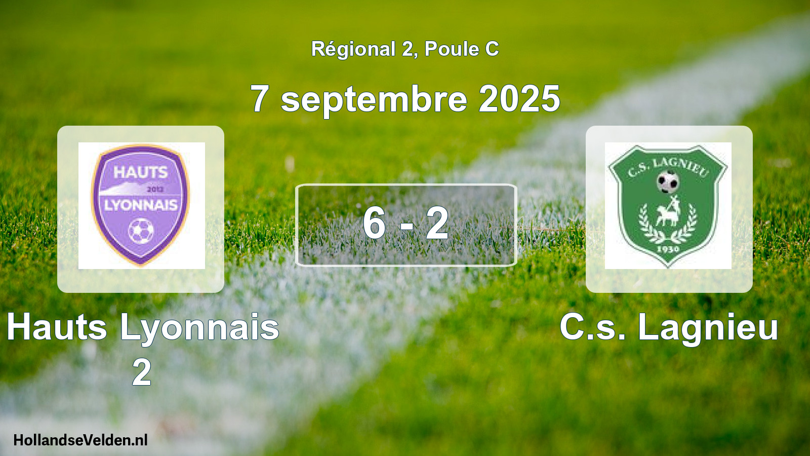 Gespeelde wedstrijd: Hauts Lyonnais 2 - C.s. Lagnieu 6 - 2 (7 septembre 2025)