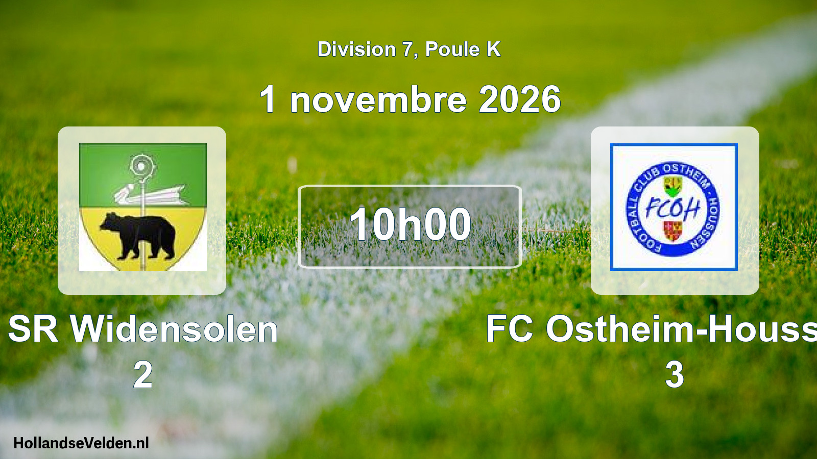 Scheduled Match: SR Widensolen 2 - FC Ostheim-Houssen 3 (1 November 2026)