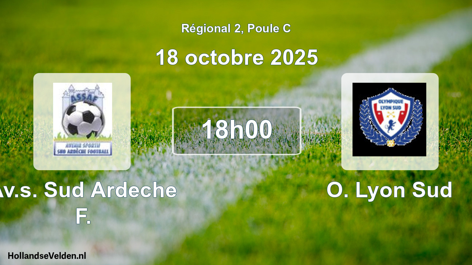 Geplande wedstrijd: Av.s. Sud Ardeche F. - O. Lyon Sud (18 octobre 2025)