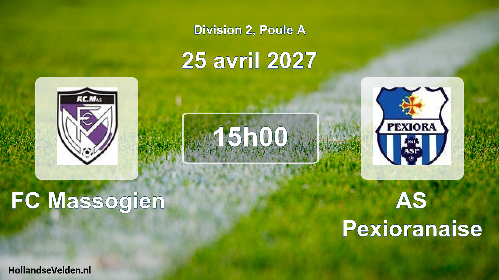 Geplande wedstrijd: FC Massogien - AS Pexioranaise (25 april 2027)