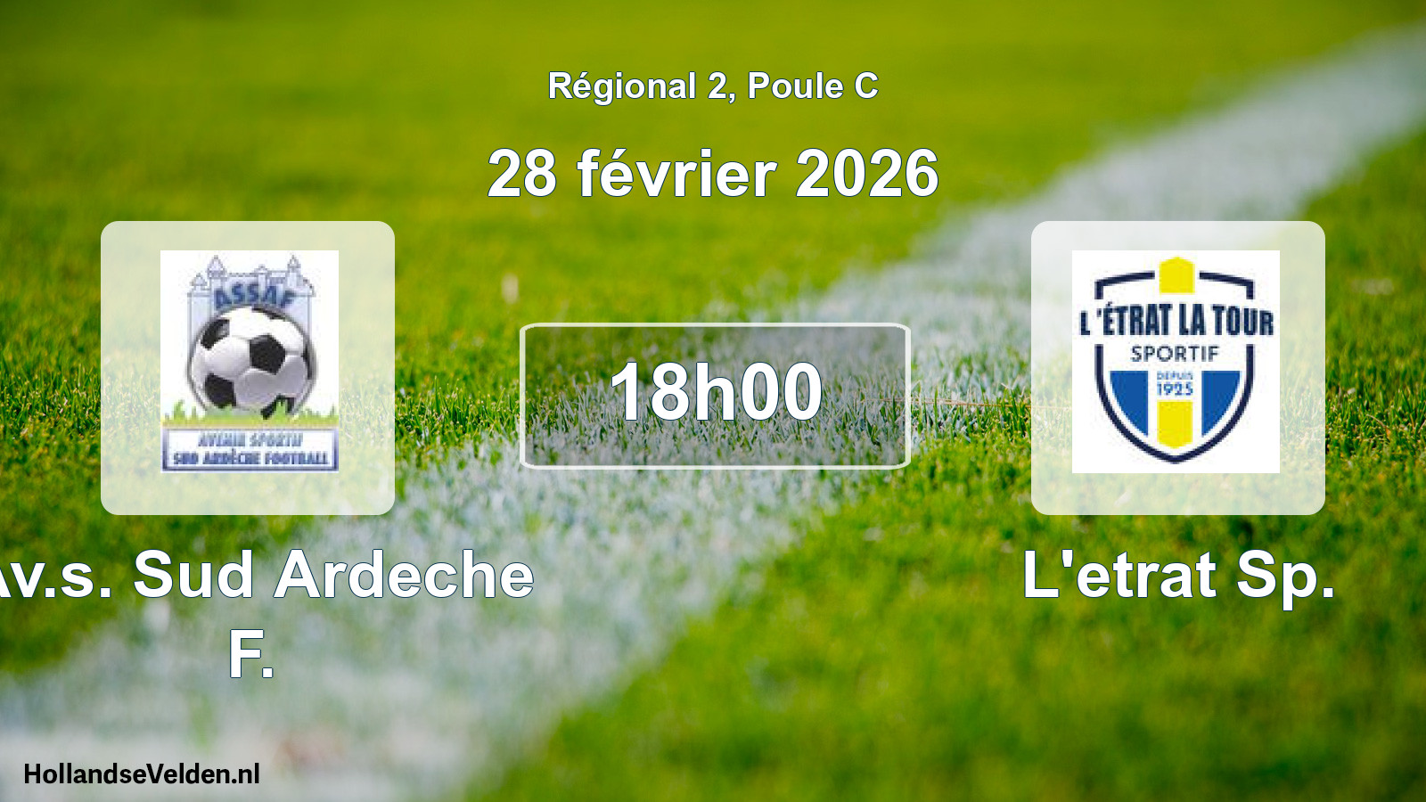 Geplande wedstrijd: Av.s. Sud Ardeche F. - L'etrat Sp. (28 février 2026)