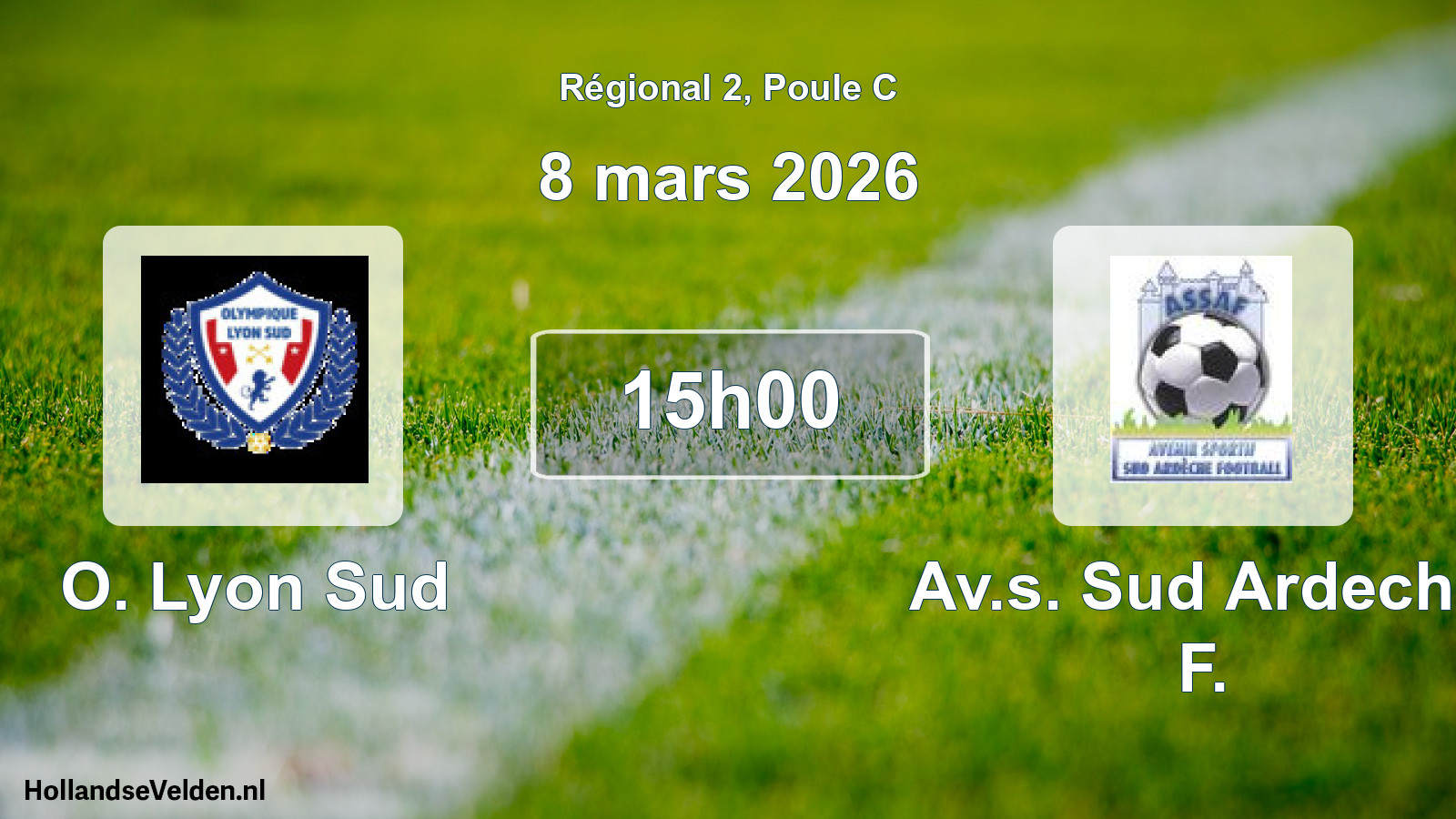 Geplande wedstrijd: O. Lyon Sud - Av.s. Sud Ardeche F. (8 mars 2026)