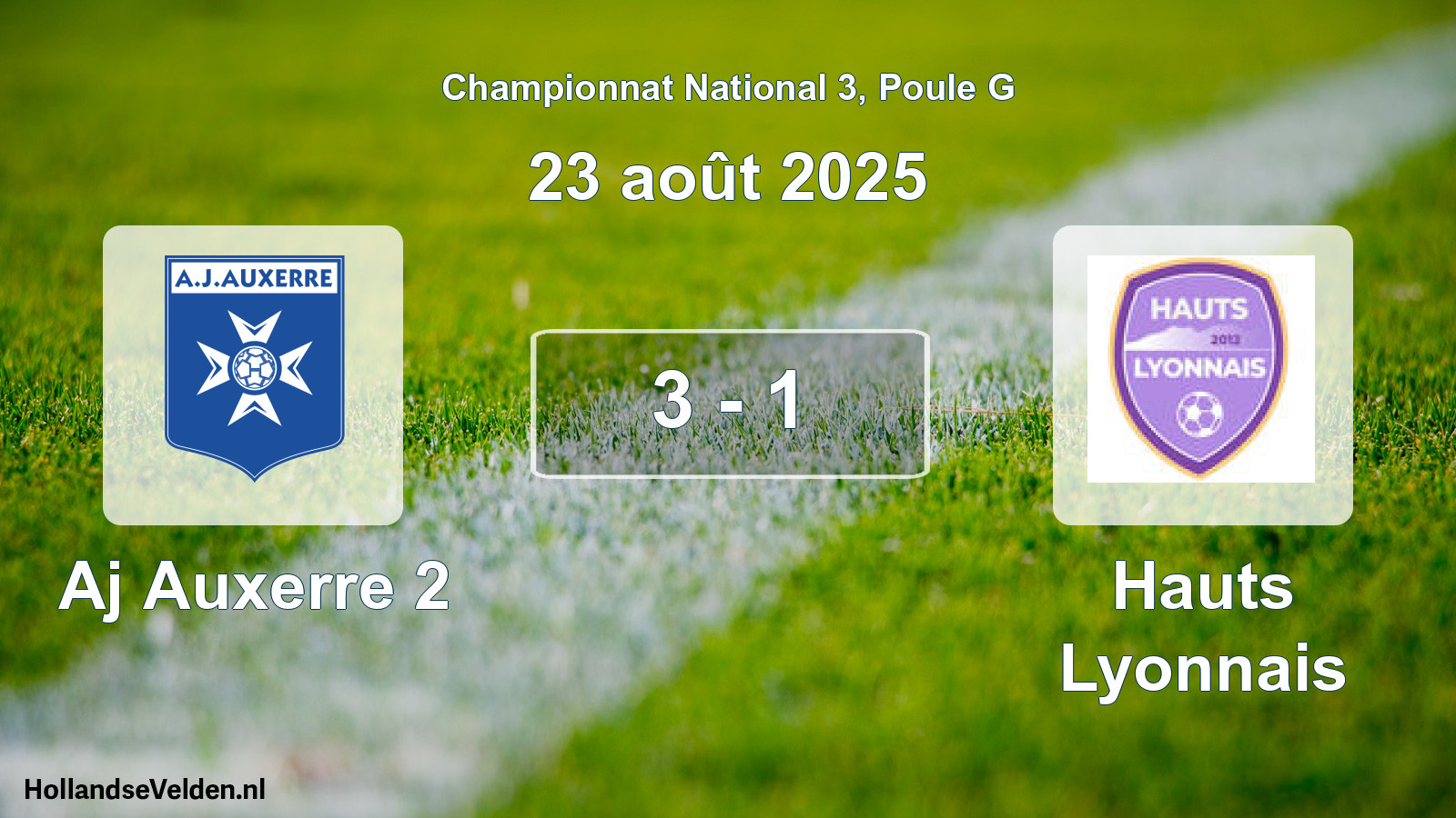 Gespeelde wedstrijd: Aj Auxerre 2 - Hauts Lyonnais 3 - 1 (23 août 2025)