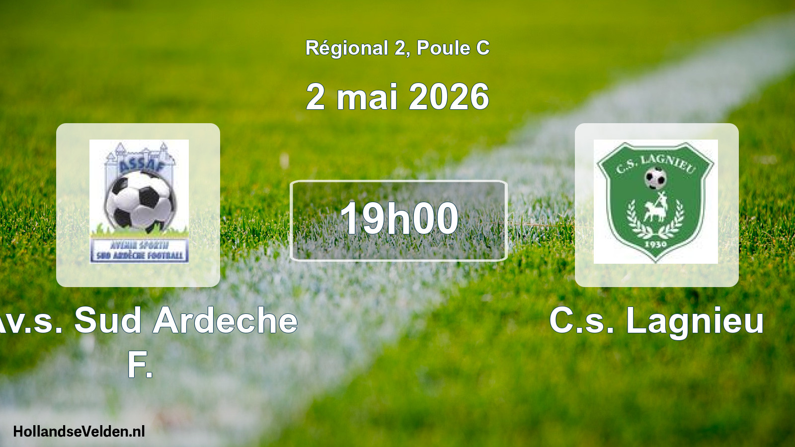 Geplande wedstrijd: Av.s. Sud Ardeche F. - C.s. Lagnieu (2 mai 2026)