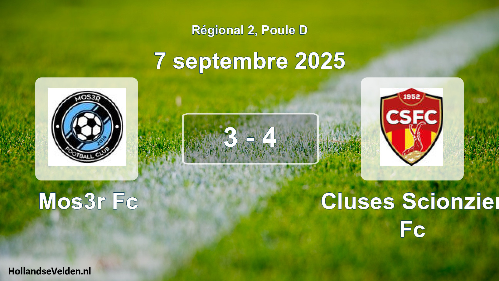 Gespeelde wedstrijd: Mos3r Fc - Cluses Scionzier Fc 3 - 4 (7 september 2025)