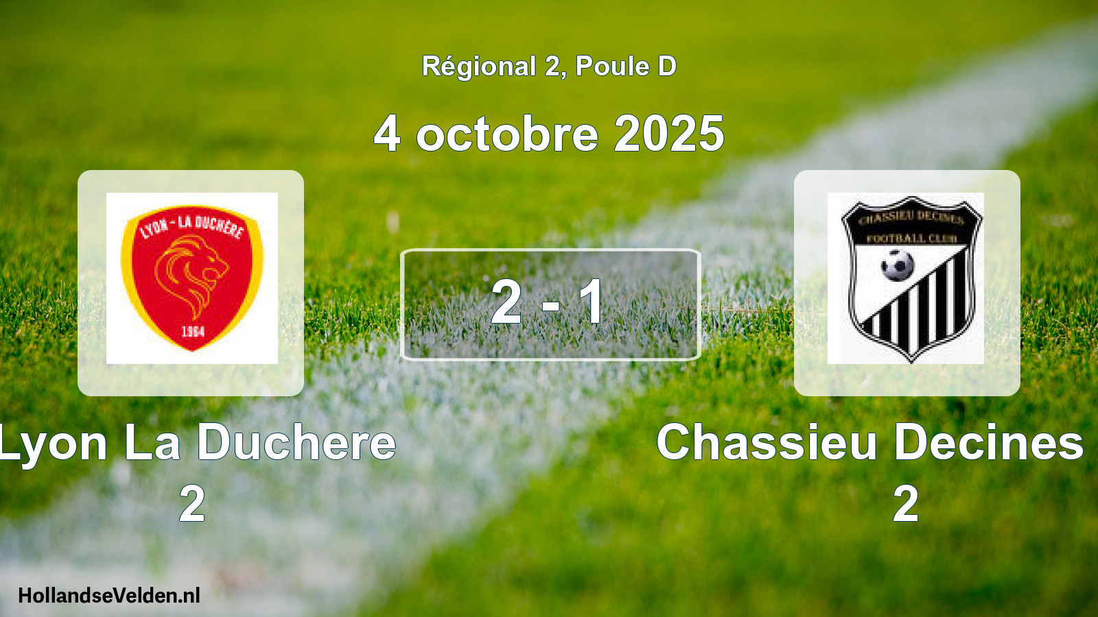 Gespeelde wedstrijd: Lyon La Duchere 2 - Chassieu Decines Fc 2 2 - 1 (4 oktober 2025)