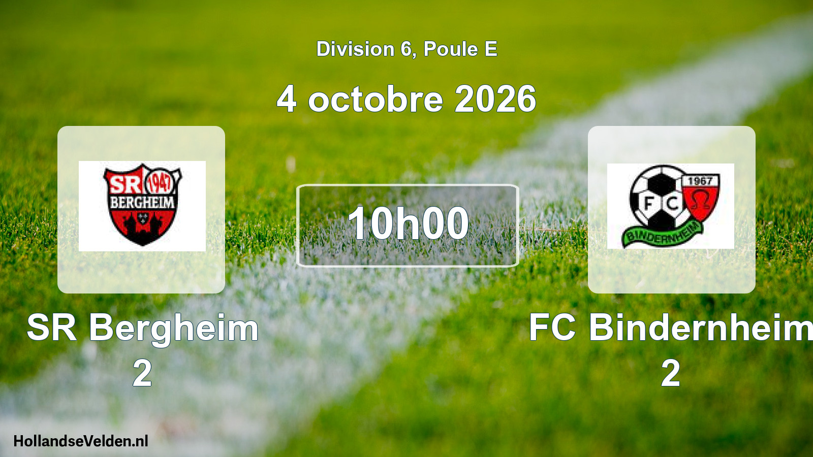 Geplande wedstrijd: SR Bergheim 2 - FC Bindernheim 2 (4 oktober 2026)